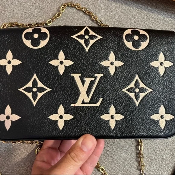 Louis Vuitton Black Felicie Pochette Bicolor Monogram Giant Empreinte - Picture 3 of 11